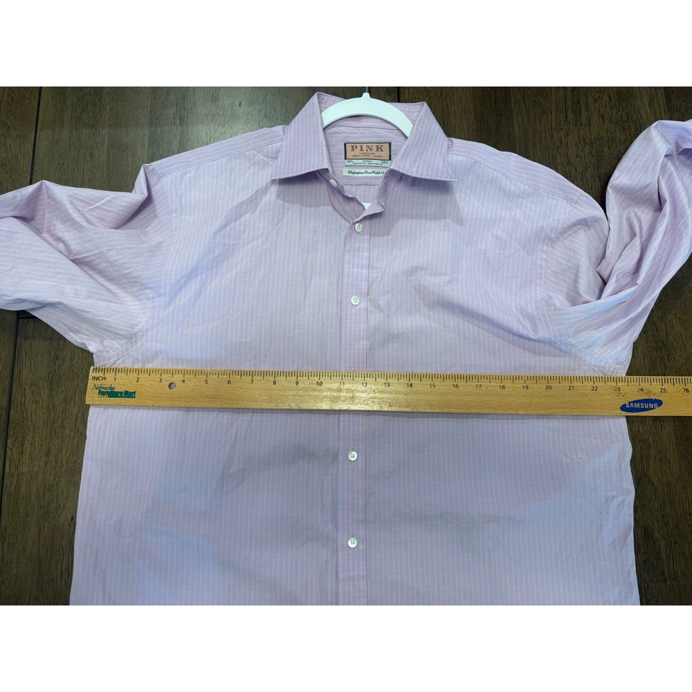 Thomas Pink Mens Superfine 170s Striped Dress Shirt Lavender Orange 16.5 36.5 - Picture 3 of 6